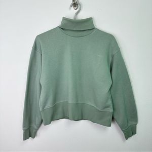 Zara Sage Green Cropped Boxy Turtle Neck Sweatshirt small